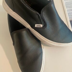 Vans Black and White Slip-On Loafers